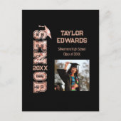 Senior Jaar Afstudeerder Foto Afstuderen Glitter J Briefkaart (Voorkant)