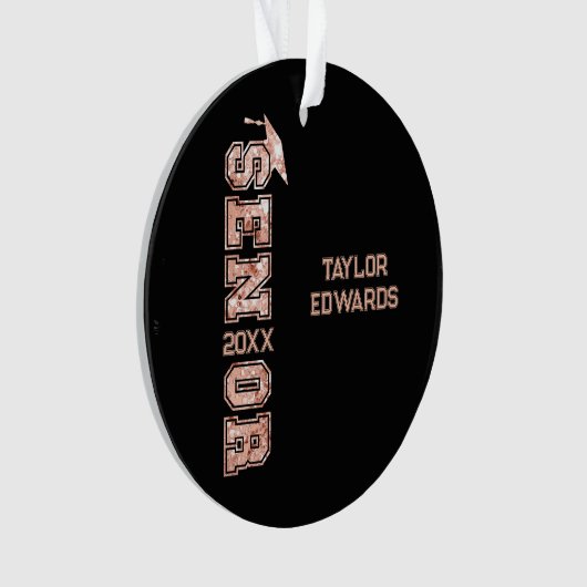 Senior Jaar Afstudeerder Foto Afstuderen Glitter J Ornament (voorkant)