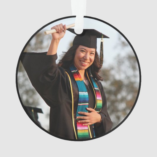 Senior Jaar Afstudeerder Foto Afstuderen Glitter J Ornament (achterkant)
