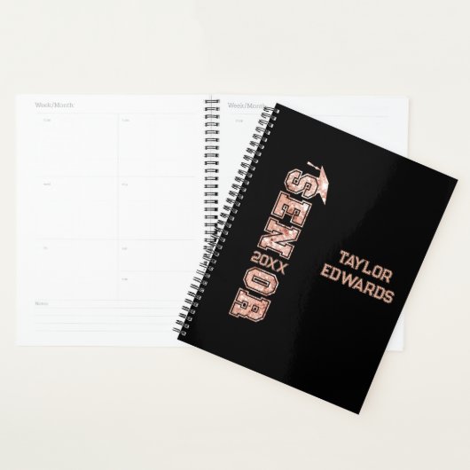 Senior Jaar Afstudeerder Foto Afstuderen Glitter J Planner (Display)