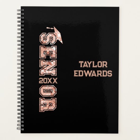 Senior Jaar Afstudeerder Foto Afstuderen Glitter J Planner (Voorkant)