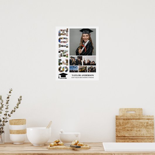 Senior Jaar Afstuderen Dag Woord Fotocollage Poster (Keuken)
