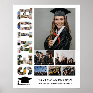 Senior Jaar Afstuderen Dag Woord Fotocollage Poster