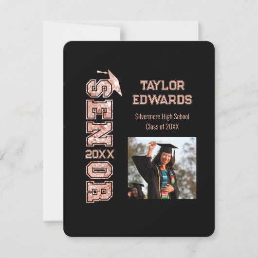 Senior Jaar Glitter Afstuderen Foto Aankondiging (Voorkant)