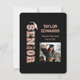 Senior Jaar Glitter Afstuderen Foto Aankondiging