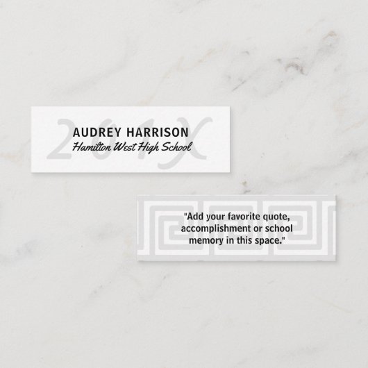 Senior jaar kaart voor afstuderen - Grijze code 2 Contactkaartje (Voorkant / Achterkant)