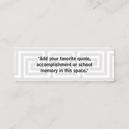 Senior jaar kaart voor afstuderen - Grijze code 2  Contactkaartje (Achterkant)