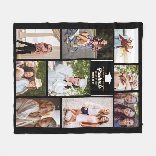 Senior Jaar Vrienden Foto Collage Afstuderen Gift Fleece Deken (Voorkant (Horizontaal))