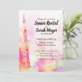 Senior klarinet overweging kleurrijke Waterverf on Kaart (Staand voorkant)