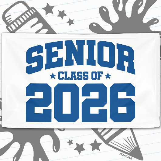 Senior Klas van 2026 Blauwe Afstudeerdesign Stout  Spandoek