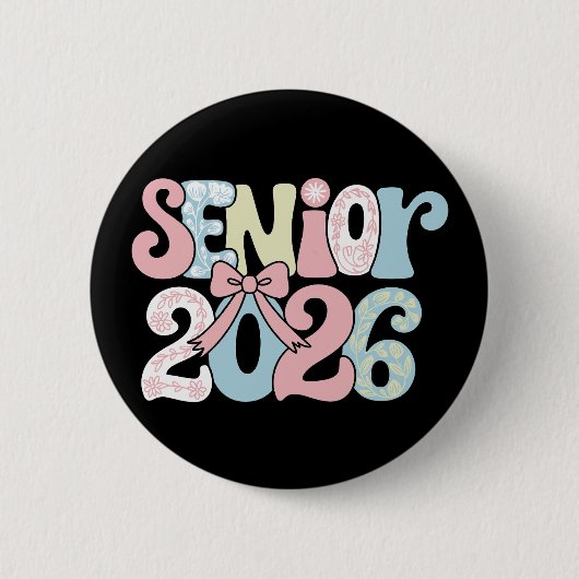 Senior Klas Van 2026 Bloemboog Afstuderen 26 Grad Ronde Button 5,7 Cm (Voorkant)