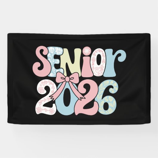 Senior Klas Van 2026 Bloemboog Afstuderen 26 Grad Spandoek (Horizontaal)