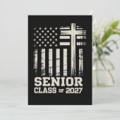 Senior Klas Van 2027 USA Vlag Kruis Christelijke G Aankondiging (Staand voorkant)