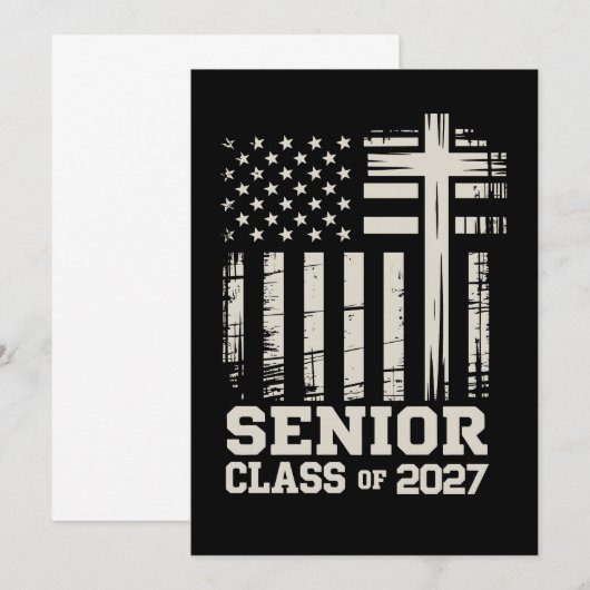 Senior Klas Van 2027 USA Vlag Kruis Christelijke G Aankondiging (Voorkant / Achterkant)