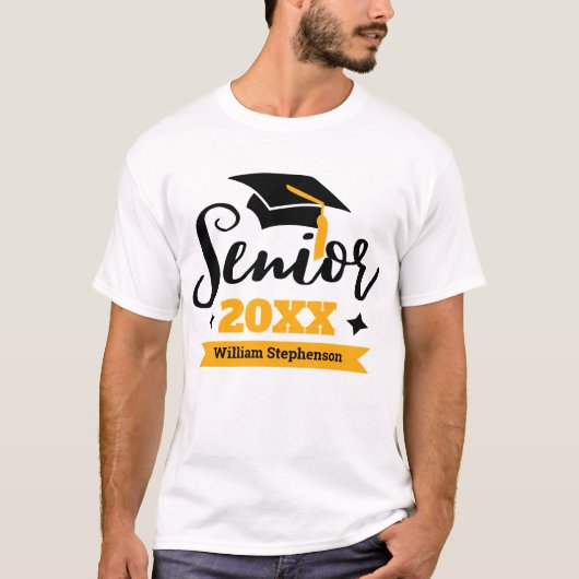 Senior klasse afstuderen jaarnaam t-shirt (Voorkant)