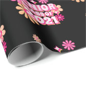 Senior Klasse van 2021 Afstuderen Roze Retro Patte Cadeaupapier (Rol Hoek)