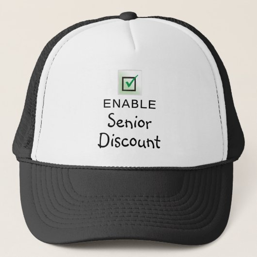 Senior Korting Activeren Grappige Quote Zwarte Hoe Trucker Pet (Voorkant)