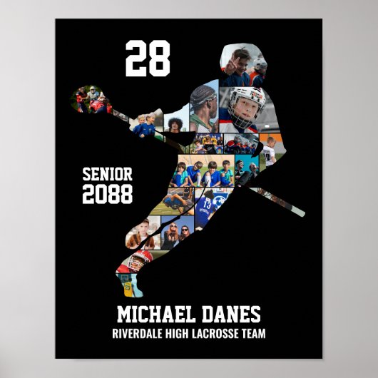 Senior Lacrosse Aangepaste Sport Foto Collage Poster (Voorkant)