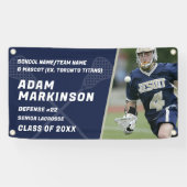 Senior Lacrosse Blauw en Gouden Outdoor Banner (Horizontaal)