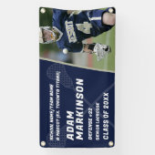 Senior Lacrosse Blauw en Gouden Outdoor Banner (Verticaal)