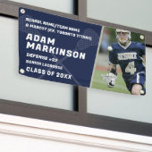 Senior Lacrosse Blauw en Gouden Outdoor Banner (Buitenkant Gebouw)