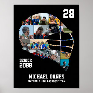 Senior Lacrosse Speler Aangepaste Foto Collage Poster