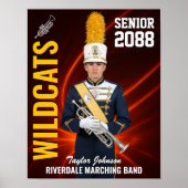 Senior Marching Band Custom Portrait Photo Sports Poster (Voorkant)