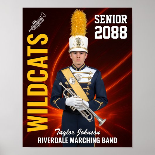 Senior Marching Band Custom Portrait Photo Sports Poster (Voorkant)