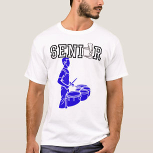 Senior Marching Band Drummer Blauwe Silhouet T-shirt
