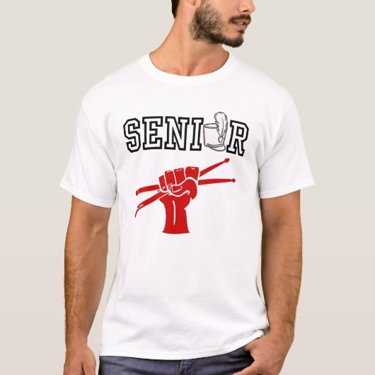 Senior Marching Band met Rode Drumstokken T-shirt (Voorkant)