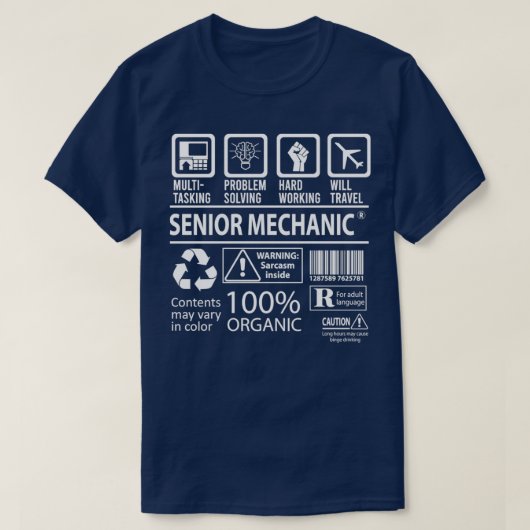 Senior Mechanic MultiTasking Certified Job Gift IT T-shirt (Design voorkant)