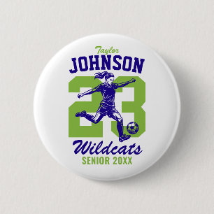 Senior Meisjes Voetbal School Sport Voetbal Speler Ronde Button 5,7 Cm