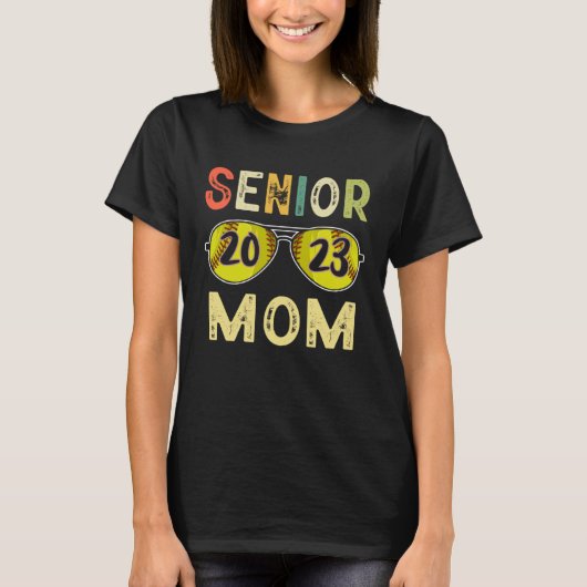Senior Moeder 2023 Cool Trots Moeder Softbal Senio T-shirt (Voorkant)