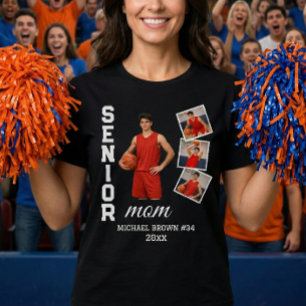 Senior Moeder Aangepaste Foto Collage Naam Nummer T-shirt