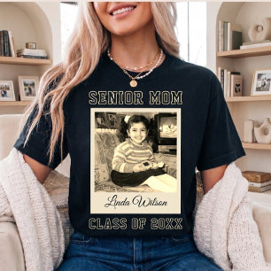 Senior Moeder Aangepaste Foto Script Naam Afstuder T-shirt