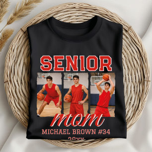 Senior Moeder Basketbal Foto Collage Aangepaste Na T-shirt