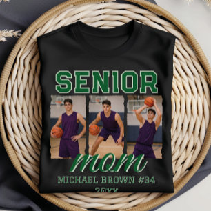 Senior Moeder Basketbal Foto Collage Aangepaste Na T-shirt