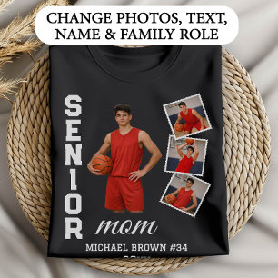 Senior Moeder Basketbal Foto Collage Aangepaste Na T-shirt