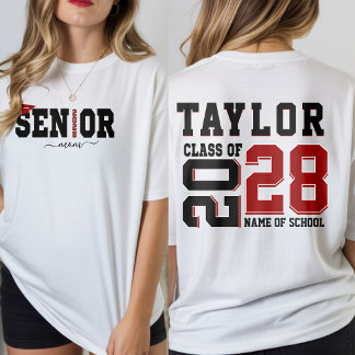 Senior Moeder Klas Van 2028 Gepersonaliseerde Naam T-shirt
