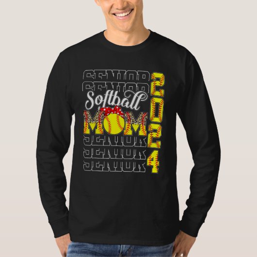 Senior Mom 2024 Softball Class Of 2024  Graduation T-shirt (Voorkant)