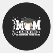 Senior Mom CL van 2025 Baseball Funny Mom Afstuder Ronde Sticker (Voorkant)