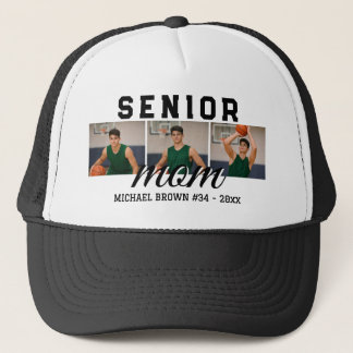 Senior Mom Custom 3 Photo Collage Basketball Trucker Pet
