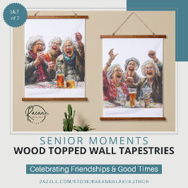 Senior Moments Set van 2 houten wanddecoraties Hangend Wandkleed