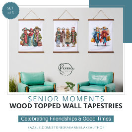 Senior Moments Set van 3 houten wandtapijten Hangend Wandkleed