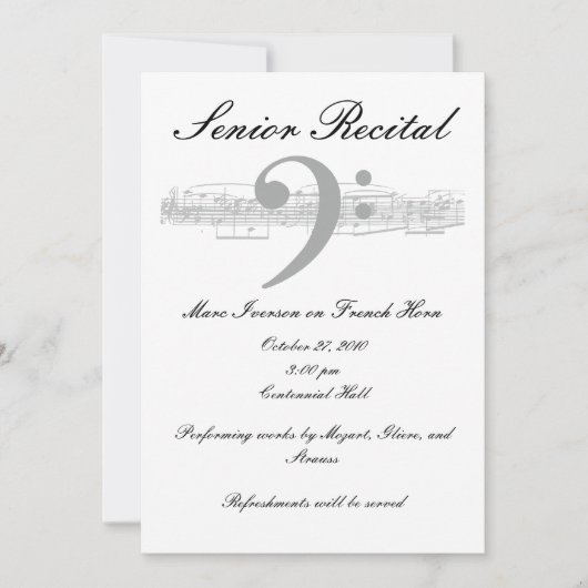 Senior Music Overweging - Bass Clef Kaart (Voorkant)