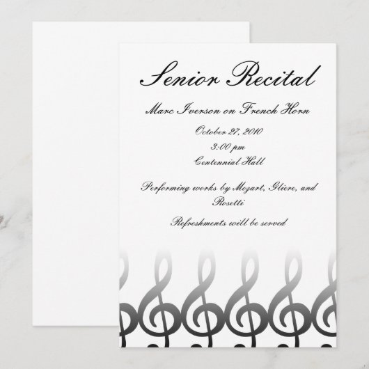 Senior Music Overweging Kaart (Voorkant / Achterkant)