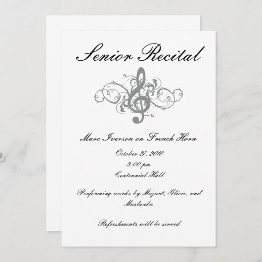 Senior Music Overweging Kaart (Voorkant / Achterkant)