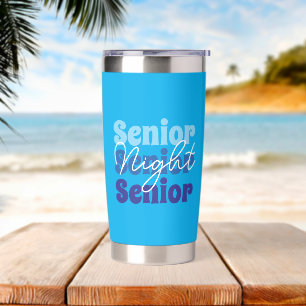 Senior Night Aangepaste Retro Tekst Tumbler - Blau Geïsoleerde Drinkbeker