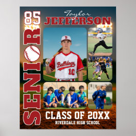 Senior Night Baseball Team Sports Photo Collage Poster