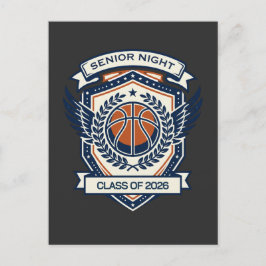 Senior Night Basketbal Klas van 2026 Uitnodiging Briefkaart